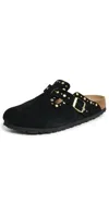Birkenstock Boston Rivet Sandals Black In Animal Print