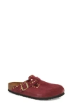 Birkenstock Boston Rivets Clog In Burgundy