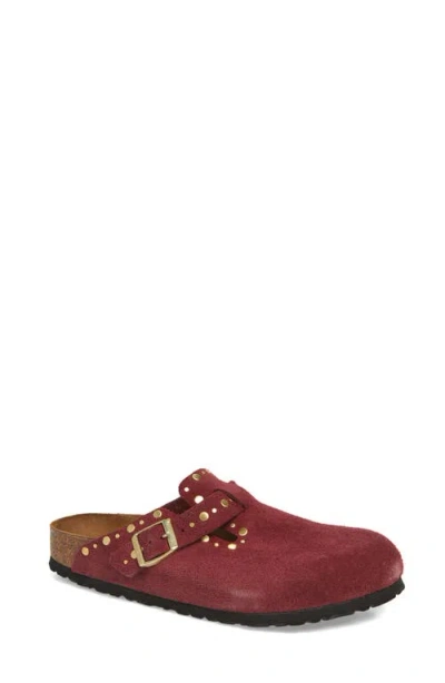 Birkenstock Boston Rivets Clog In Burgundy