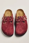 Birkenstock Boston Rivets Clogs In Burgundy