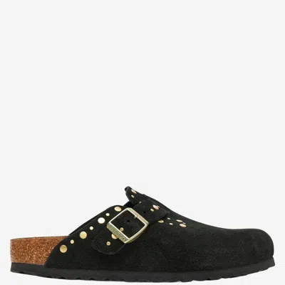 Birkenstock Boston Rivets In Suede In Black