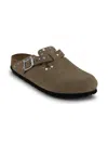 Birkenstock Boston Rivets In Suede In Neutral
