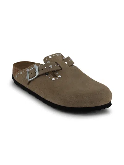 Birkenstock Boston Rivets In Suede In Neutral