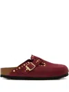 Birkenstock Boston Rivets Studded Buckle Clog In Burgundy