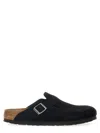 Birkenstock Boston Shearling Suede Slippers In Animal Print