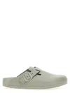 Birkenstock Boston Exquisite Leather Buckle Clogs In Gray