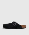 Birkenstock Boston Bs Oiled Leather Slides In Black