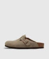 Birkenstock Boston Bs Mens Nubuck Slip On Clogs In Taupe
