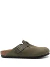 Birkenstock Boston Suede Mules In Green