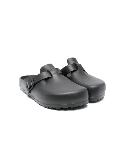 Birkenstock Boston Suede-trimmed Leather Clogs In Black