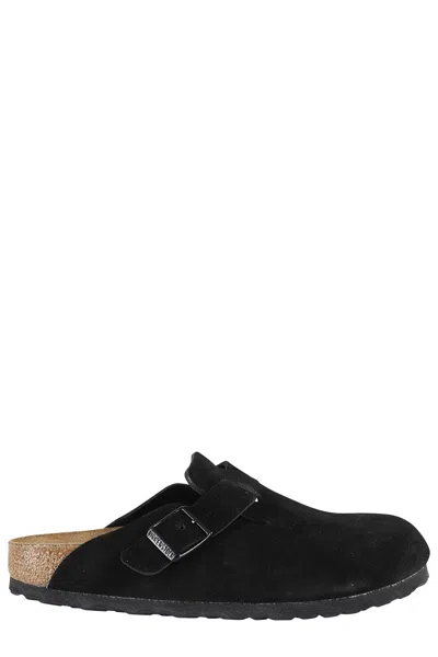 Birkenstock Boston Sfb Cork-footbed Suede Clogs In Black