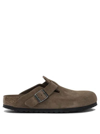 Birkenstock Boston Suede Clogs In Brown