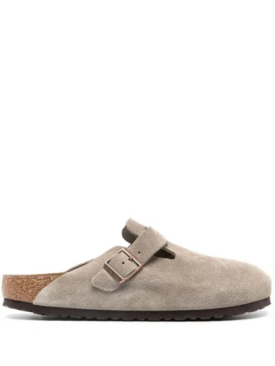 Birkenstock Boston Sfb Taupe, Suede Leather Shoes