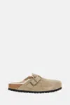 Birkenstock Boston Shearling Suede Slippers In Brown