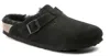 Birkenstock Arizona Unisex Suede Mule With Shearling Lining Shoes In Black