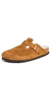 Birkenstock Boston Shearling Slippers In Mink/natural