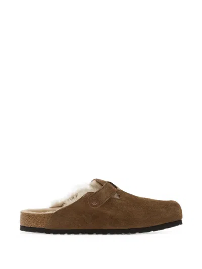 Birkenstock Boston Shearling Mules In Brown