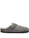 Birkenstock Boston Shearling Mules In Gray