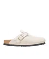 Birkenstock White Boston Shearling Loafers In Nude