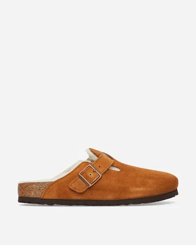 Birkenstock Boston Shearling Sandals Mink In Tan