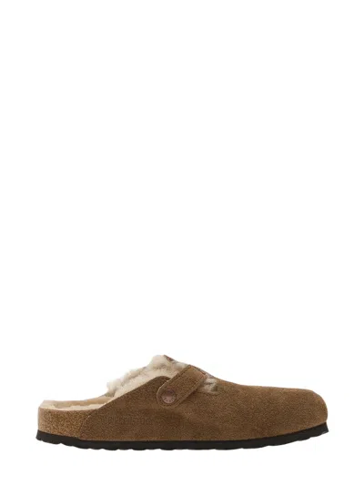 Birkenstock Boston Shearling Slippers In Brown