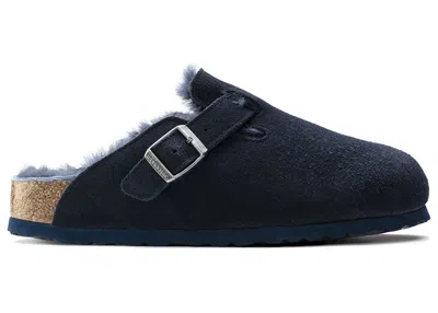 Pre-owned Birkenstock Boston Shearling Suede Night Sneakers In Night Navy Blue