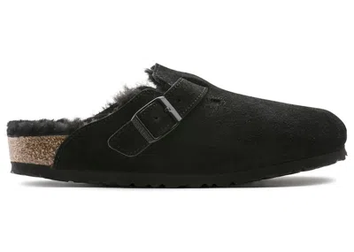 Pre-owned Birkenstock Boston Shearling Suede Sneakers In Black