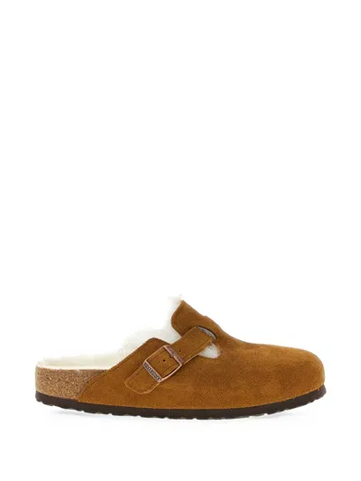 Birkenstock Boston Shearling-lined Suede Slippers In Multi