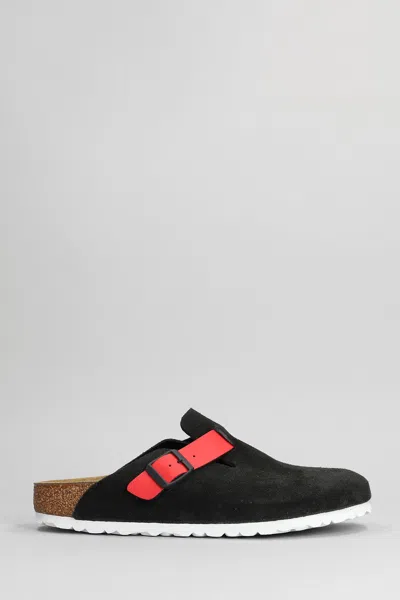 Birkenstock Boston Slipper-mule In Black Suede