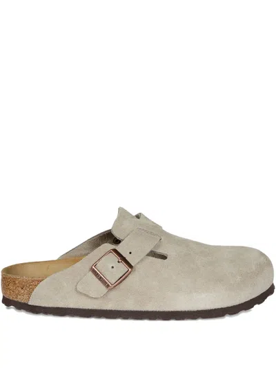 Birkenstock Boston Suede Slippers In Neutrals