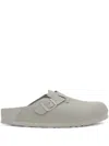 Birkenstock Boston Exquisite Leather Buckle Clogs In Gray