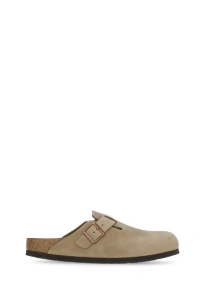 Birkenstock Boston Suede Slippers In Neutrals