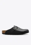 Birkenstock Boston Buckle-embellished Slippers In Black