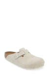 Birkenstock Suede Boston Clog In White