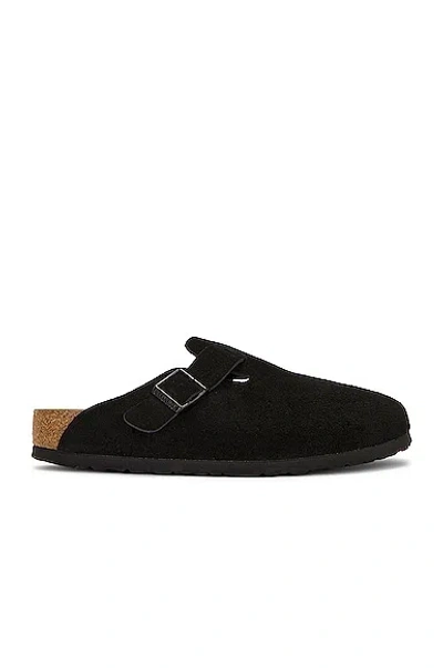 Birkenstock Boston Bs Mens Nubuck Slip On Clogs In Black
