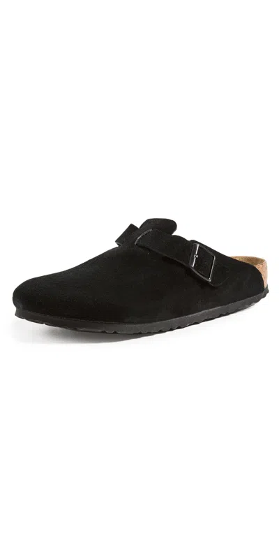 Birkenstock Boston Slipper-mule In Black Suede