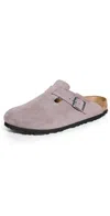 Birkenstock Boston Soft Footbed Suede Clog In Faded Purple, Women's At Urban Outfitters In Faded Purple