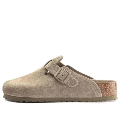 Birkenstock Boston Soft Footbed Narrow 'suede Faded Khaki' In Neutral