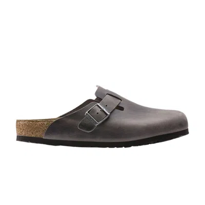 Pre-owned Birkenstock Boston Soft Footbed Oiled Leather Narrow 'iron' | Grey | Men's Size 43
