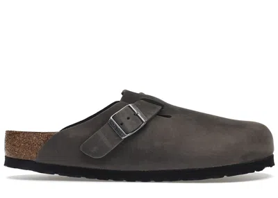 Pre-owned Birkenstock Boston Soft Footbed Oiled Leather Sneakers In Iron Grey