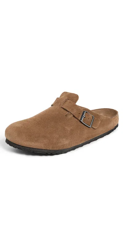 Birkenstock Boston Soft Footbed Slippers Dark Tea In Brown