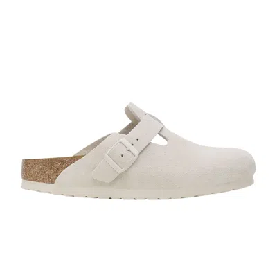 Pre-owned Birkenstock Boston Soft Footbed Suede Leather 'antique White' | Men's Size 38