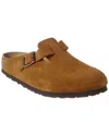 Birkenstock Boston Soft Footbed Suede Leather Clog In Grey