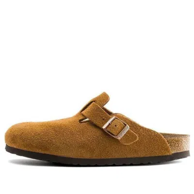 Birkenstock Boston Soft Footbed Suede Leather Narrow Fit 'mink' In Brown