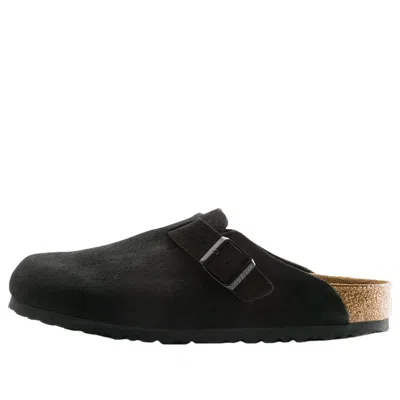 BIRKENSTOCK BIRKENSTOCK BOSTON SOFT FOOTBED SUEDE LEATHER SANDALS 'BLACK'
