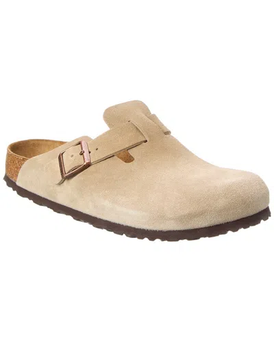 Birkenstock Boston Soft Footbed Suede Sandal In Black