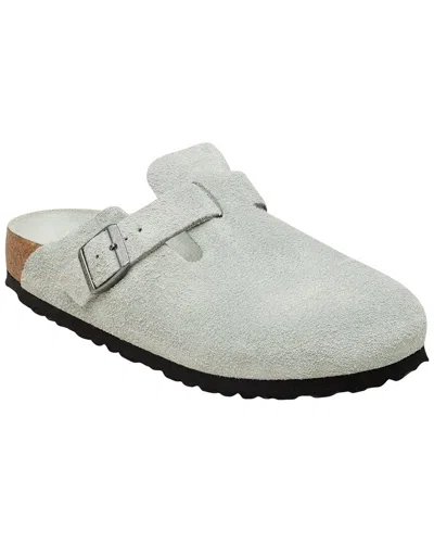 Birkenstock Boston Soft Footbed Suede Sandal In White