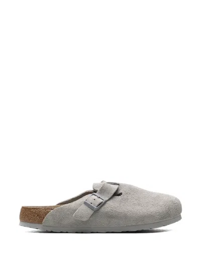 Birkenstock Boston Soft Footbed Suede Slippers In Gray