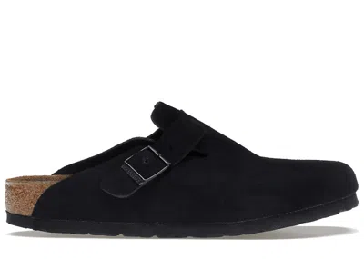 Pre-owned Birkenstock Boston Soft Footbed Suede Sneakers In Black