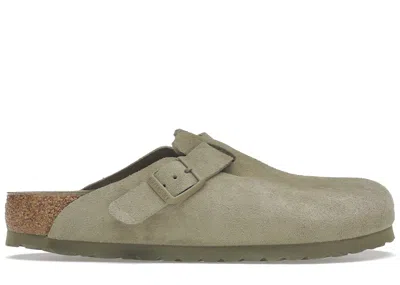Pre-owned Birkenstock Boston Soft Footbed Suede Sneakers In Faded Khaki In Brown